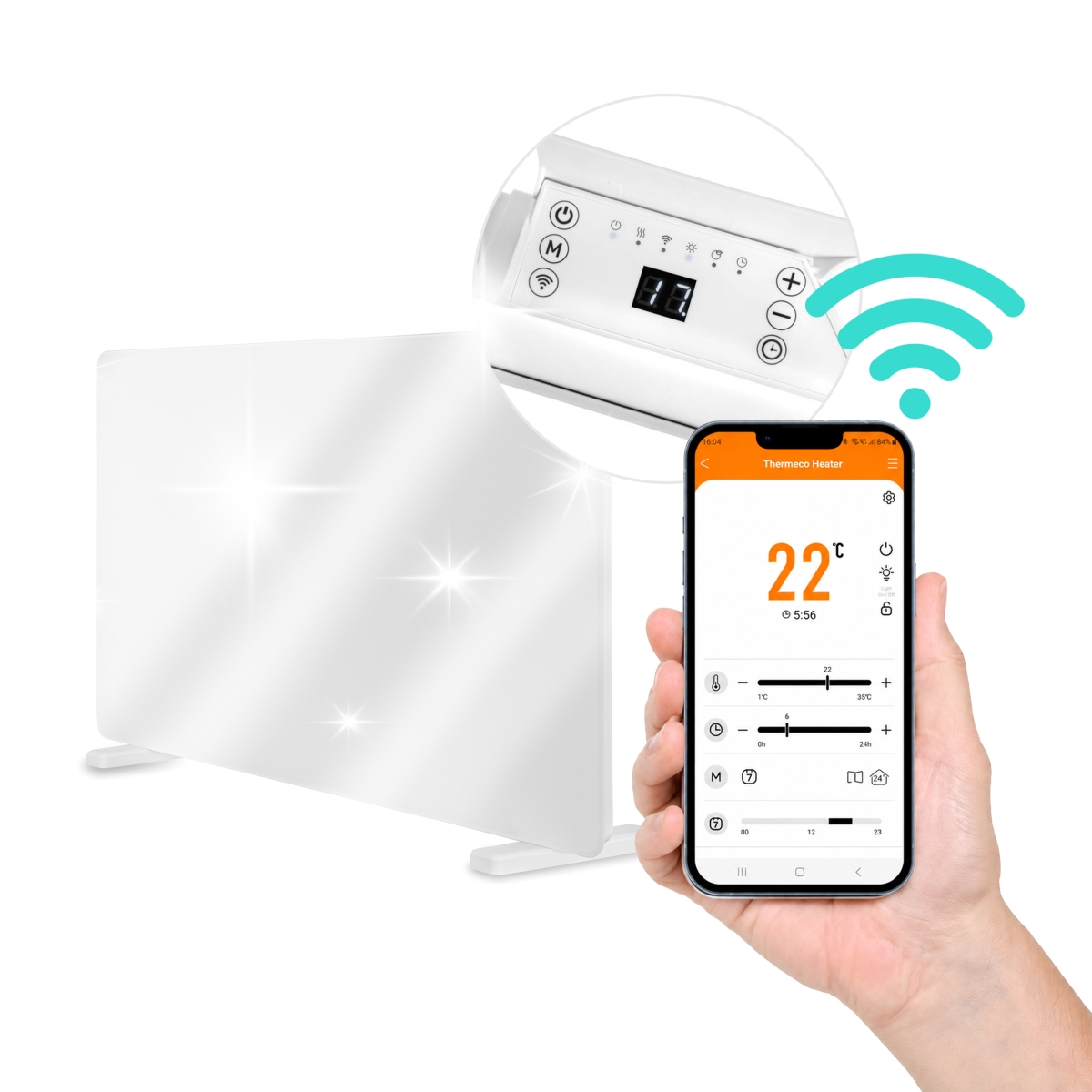 Elektryczny grzejnik szklany Thermeco Glasso 20 z WiFi - obrazek 9