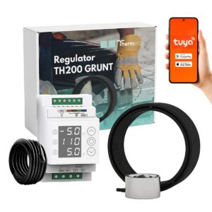 Komplet regulator temperatury TH200 WiFi i czujnik GRUNTOWY, wilgotności i temperatury