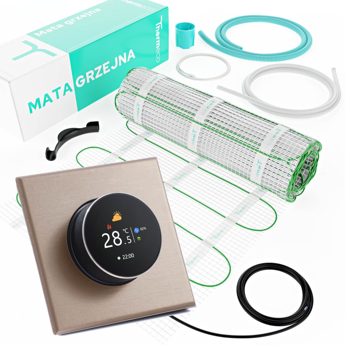 Zestaw ogrzewania podłogowego ECO 10m2 + regulator programowalny H20 WiFi-H20 Złoty