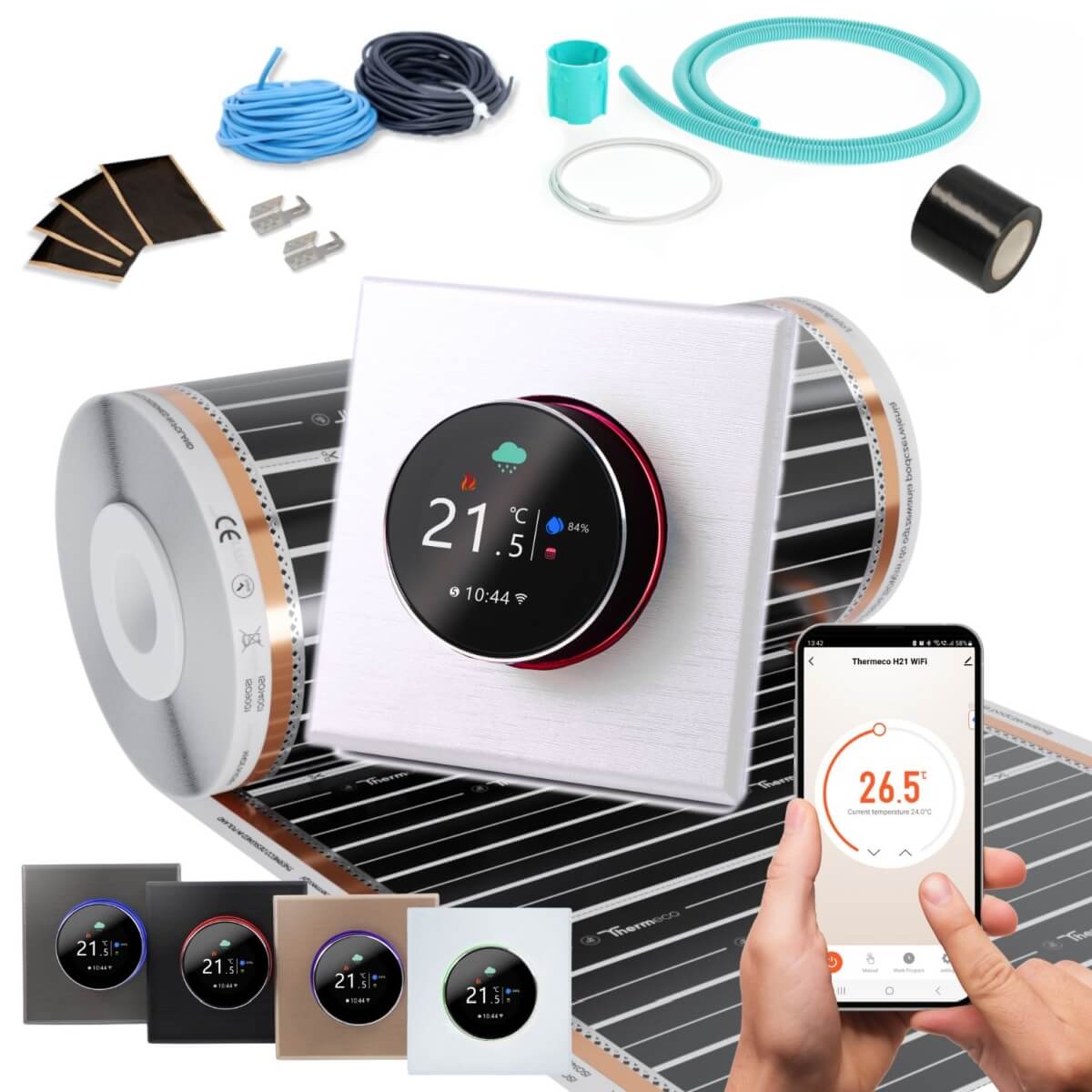 Folia grzewcza 16m2 (150W/m2) + regulator H20 WiFi