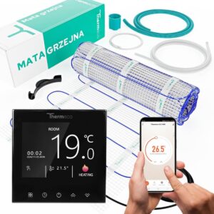 Mata grzewcza pod płytki 1,5m2 + termostat WiFi H21 Czarny