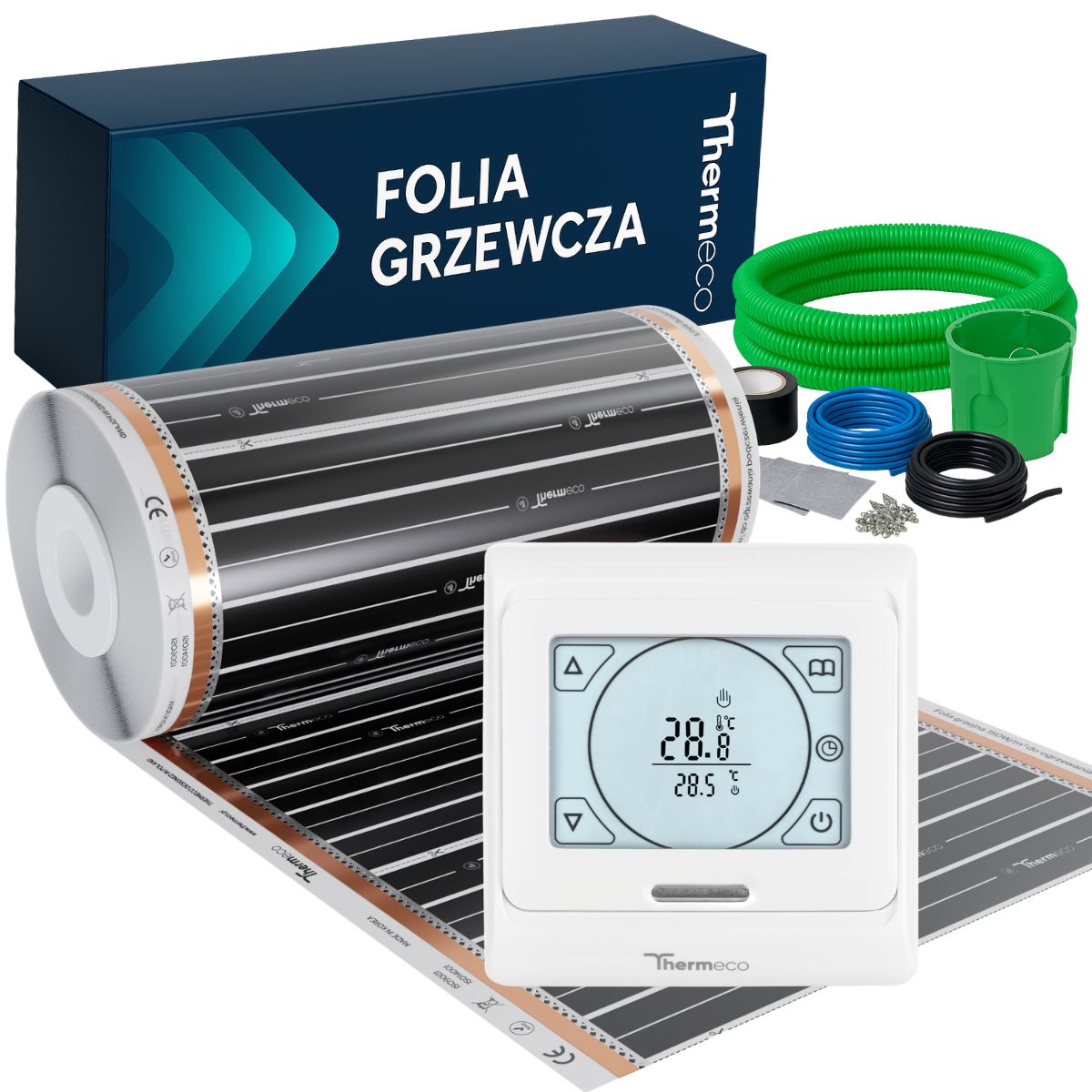 Folia grzewcza na podczerwień 15m2 (150W/m2) + regulator H16