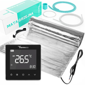 Zestaw ogrzewania pod panele Thermeco 9m2 + regulator programowalny H10 WiFi-H10 Czarny