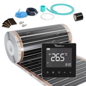 Zestaw folii grzewczej na podczerwień 14m2 (150W/m2) + regulator H10-H10 Czarny
