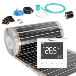 Zestaw folii grzewczej na podczerwień 12m2 (150W/m2) + regulator H10-H10 Biały