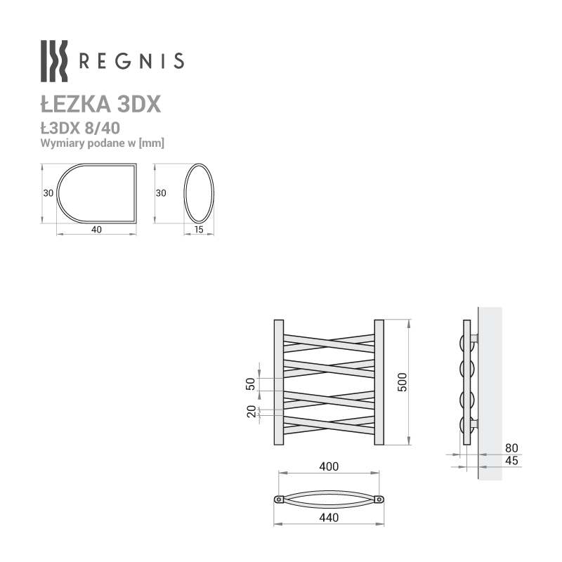 Grzejnik łazienkowy Łezka 3DX 1520x440 mm - biały - obrazek 5