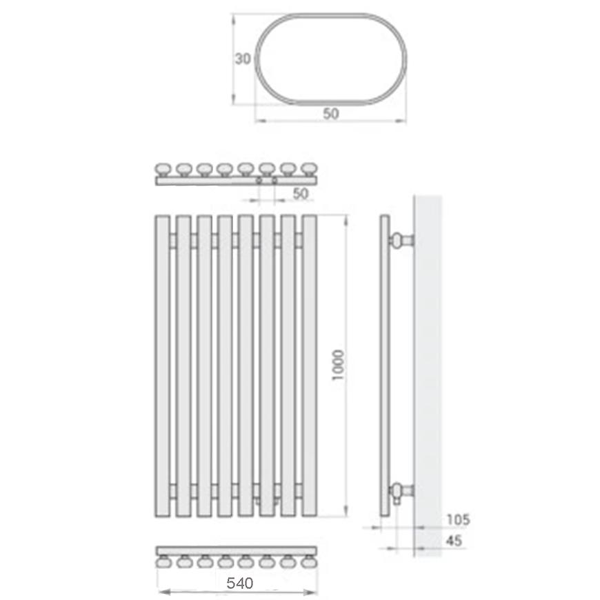 Grzejnik dekoracyjny Lazur 1000x540 mm - biały - obrazek 3