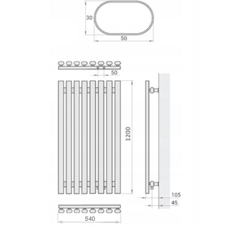 Grzejnik dekoracyjny Lazur 1200x540 mm - biały - obrazek 3