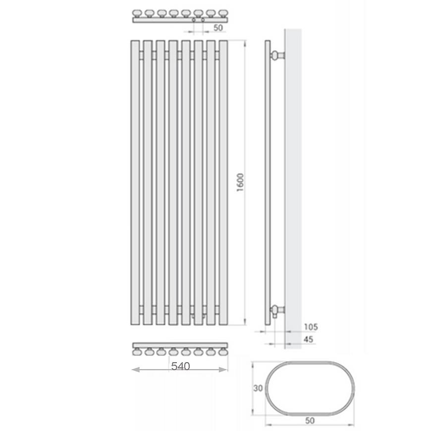 Grzejnik dekoracyjny Lazur 1600x540 mm - czarny - obrazek 5