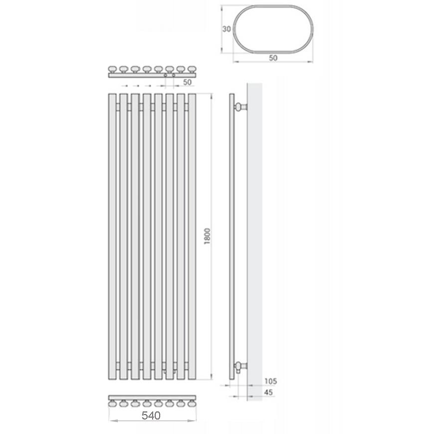 Grzejnik dekoracyjny Lazur 1800x540 mm - biały - obrazek 3