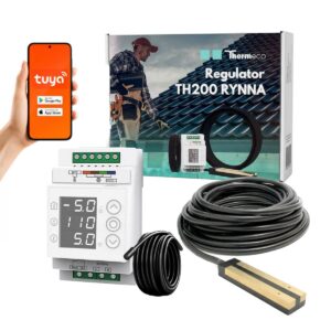 Komplet regulator temperatury TH200 WiFi i czujnik RYNNOWY, wilgotności i temperatury