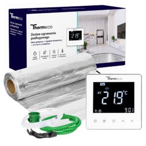 Zestaw ogrzewania pod panele Thermeco 1m2 + regulator programowalny H10 WiFi-H10 Biały