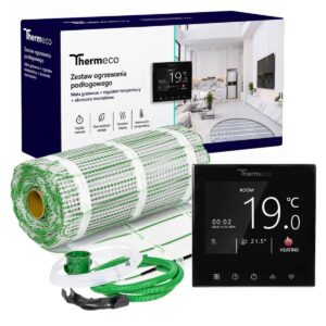 Zestaw ogrzewania podłogowego ECO 15m2 + regulator programowalny H21 WiFi-H21 Czarny