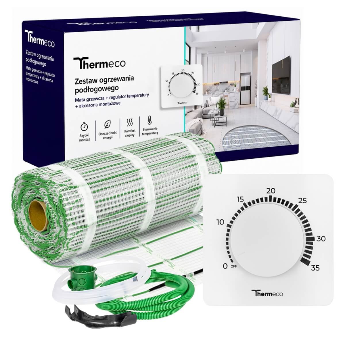 Ogrzewanie podłogowe zestaw ECO 7m2 + regulator manualny H3