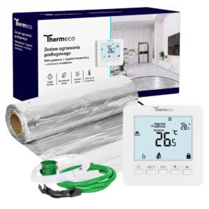 Zestaw ogrzewania pod panele Thermeco 1m2 + regulator programowalny H8-H8 Biały