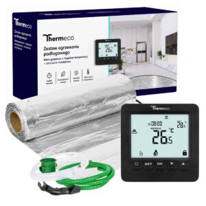 Zestaw ogrzewania pod panele Thermeco 1m2 + regulator programowalny H8-H8 Czarny