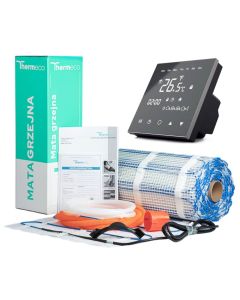 Mata grzewcza Thermeco + termostat Thermoval TVT30 czarno - srebrny
