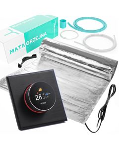 Zestaw ogrzewania pod panele Thermeco 7m2 + regulator programowalny H20 WiFi-H20 Czarny