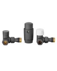 Zawór osiowy komplet z termostatem Invena - antracyt